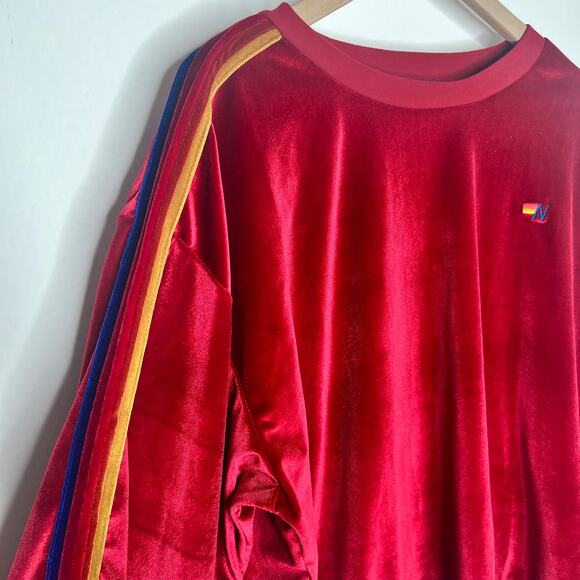 Aviator Nation Red Velvet Relaxed Sweatshirt Medium Womens - Picture 6 of 14
